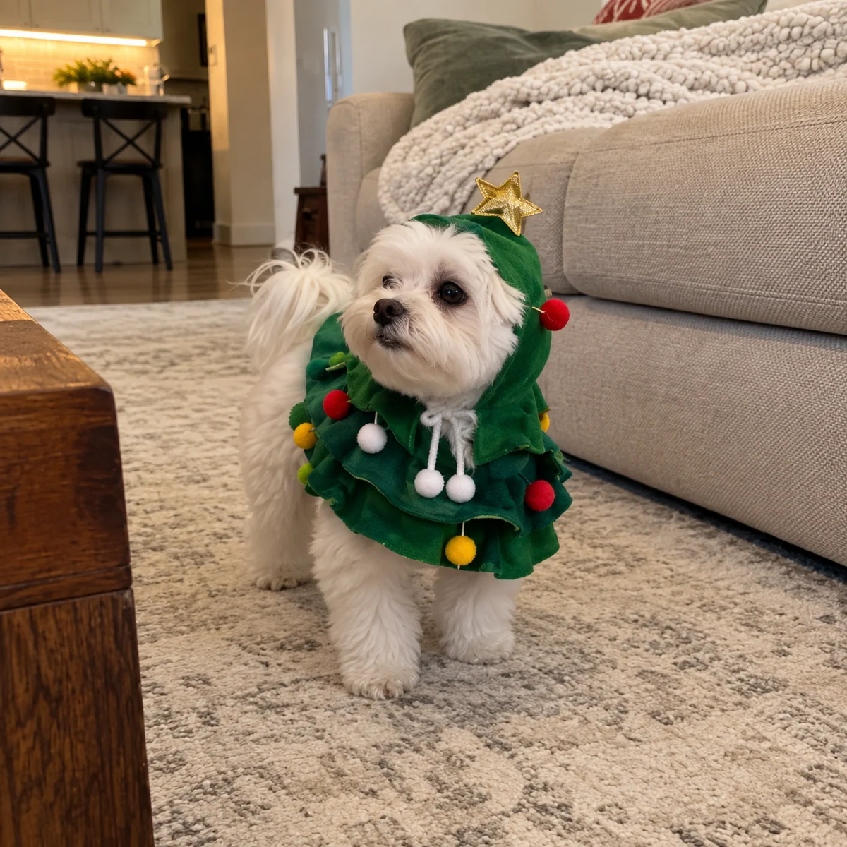 Adorable Christmas Tree Pet Costume — Holiday Dress-Up for Dogs & Cats