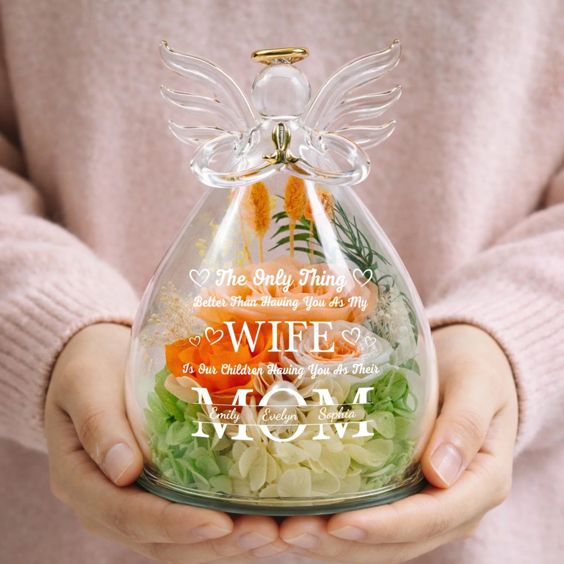 Having You As My Wife Personalized Flower In Angel Figurines-Mother's Day Gift