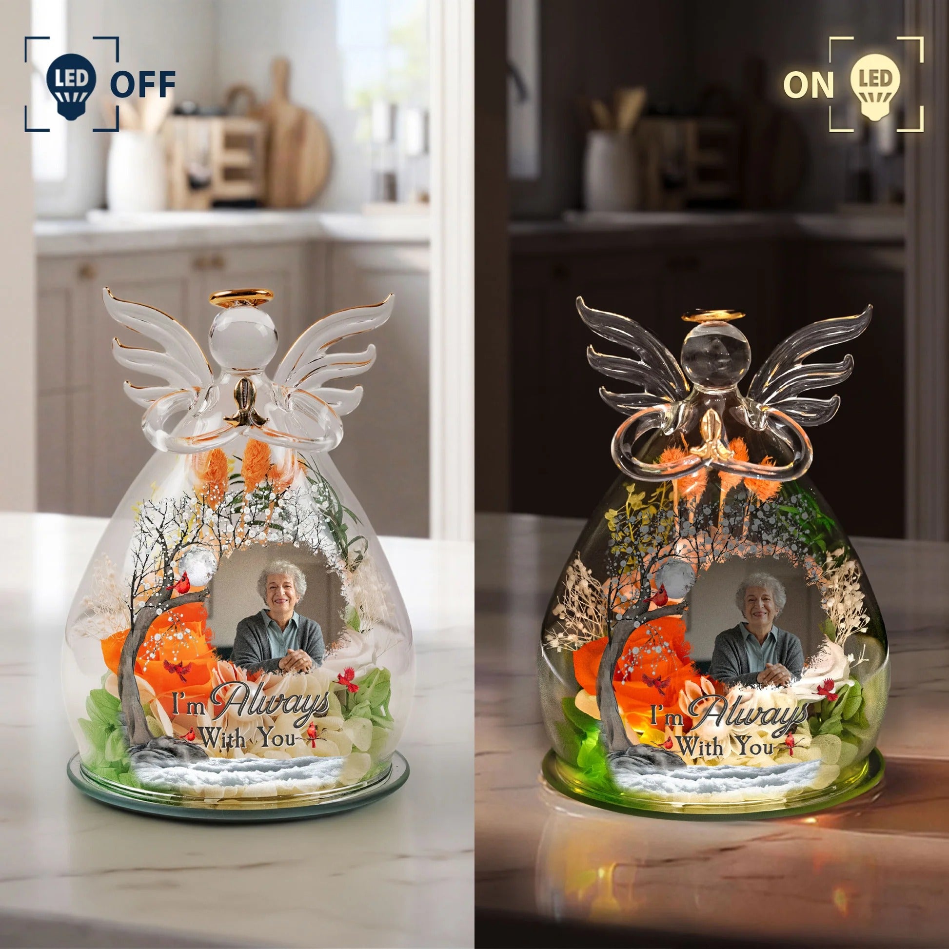 I'm Always With You Personalized Angel Figurine for Mom - Custom Flower & Message Mother's Day Gift
