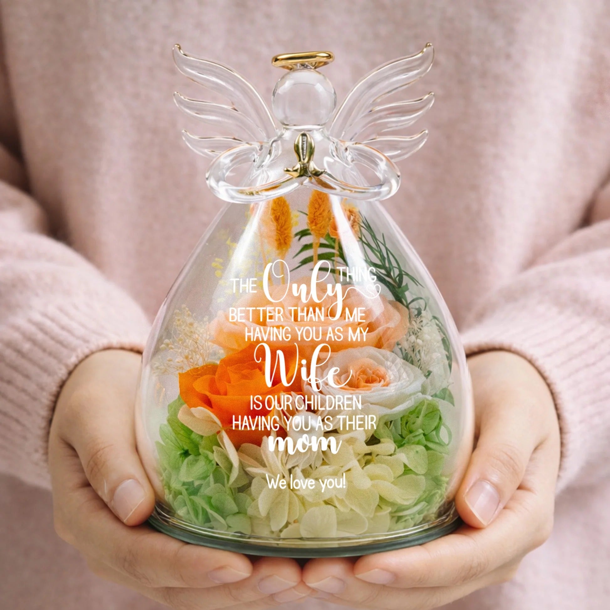 Our Children Having You As Their Mom Personalized Flower In Angel Figurines-Mother's Day Gift