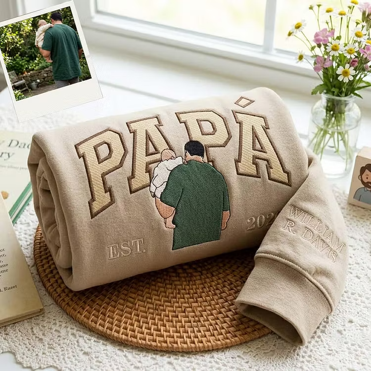The #1 Father’s Day Gift – Personalized Embroidered Dad Sweatshirt with Custom Photo