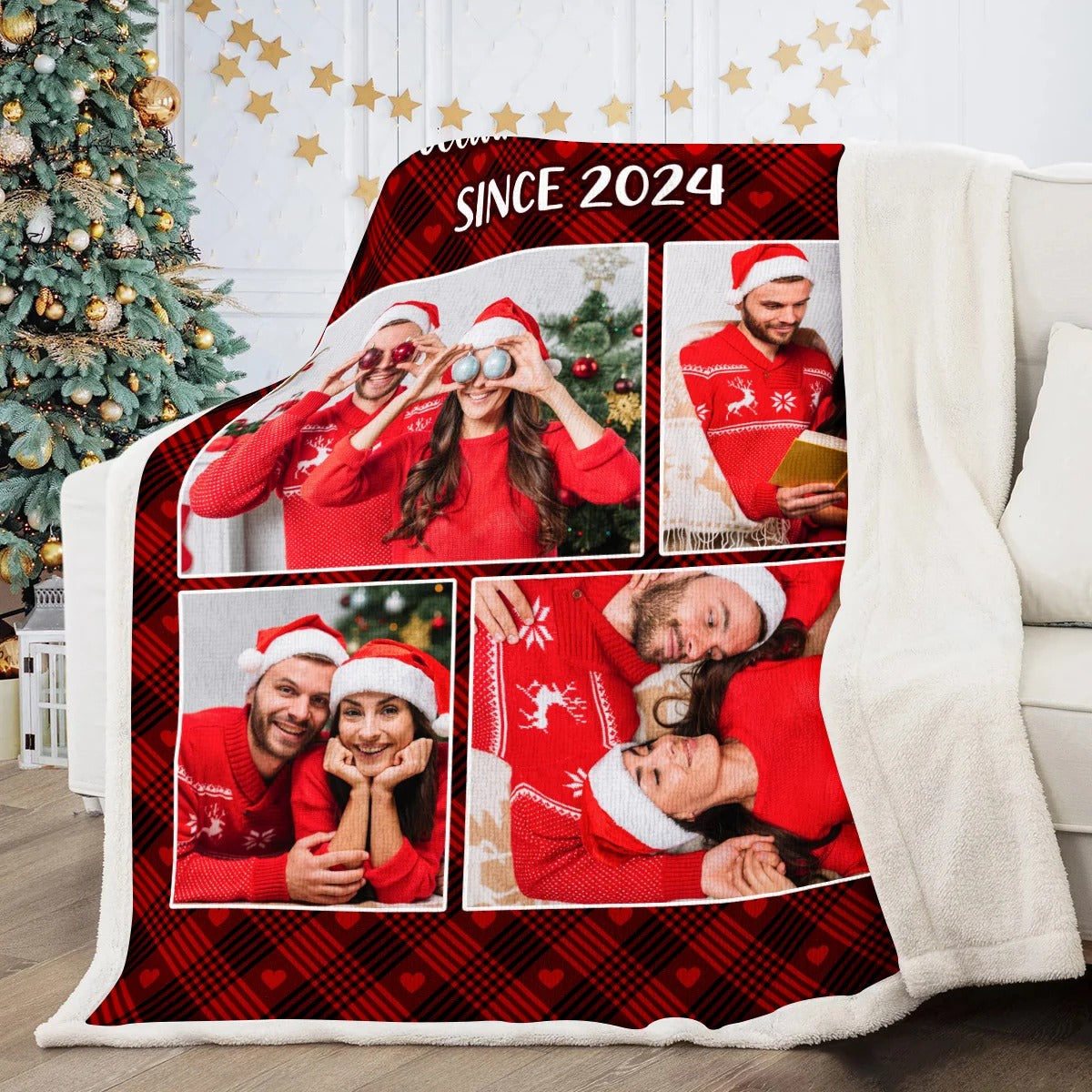 Personalized Christmas Blanket for Couples & Family — Custom Lover Design, Holiday Gift for Husband & Wife