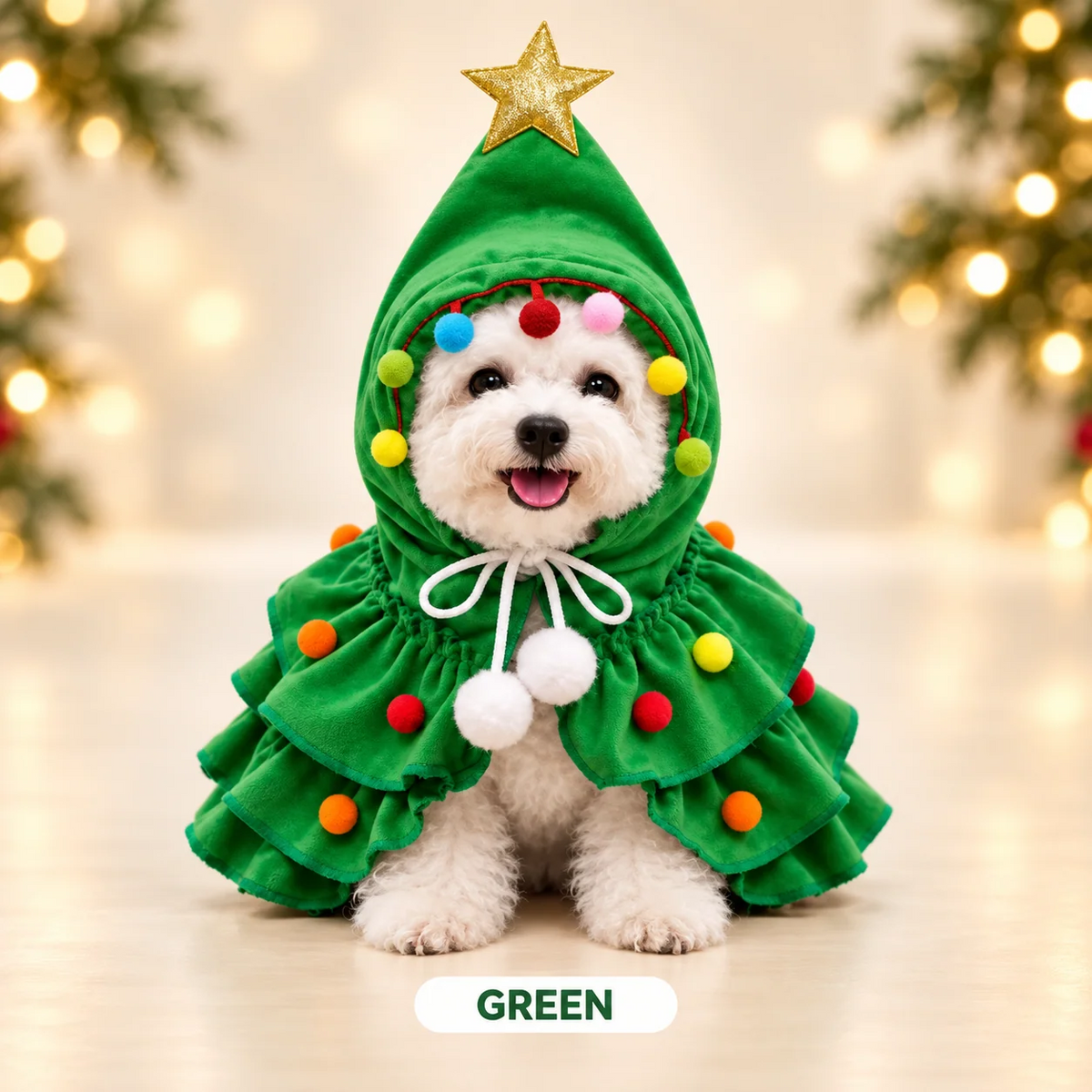 Adorable Christmas Tree Pet Costume — Holiday Dress-Up for Dogs & Cats