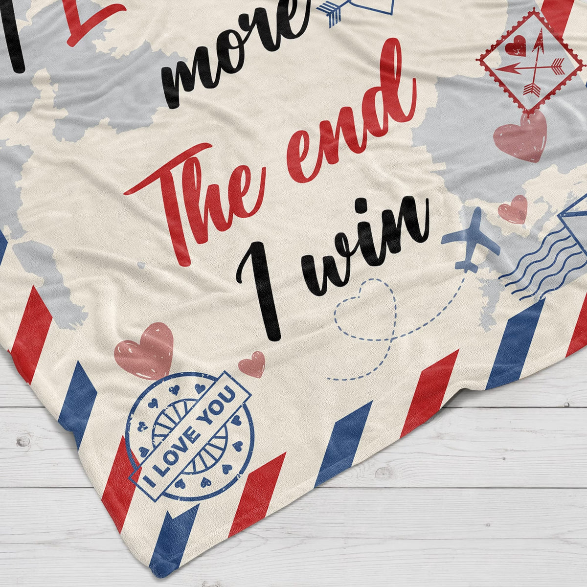 Air Mail "I Love You More" Blanket — Funny Romantic Fleece Throw & Couple Gift