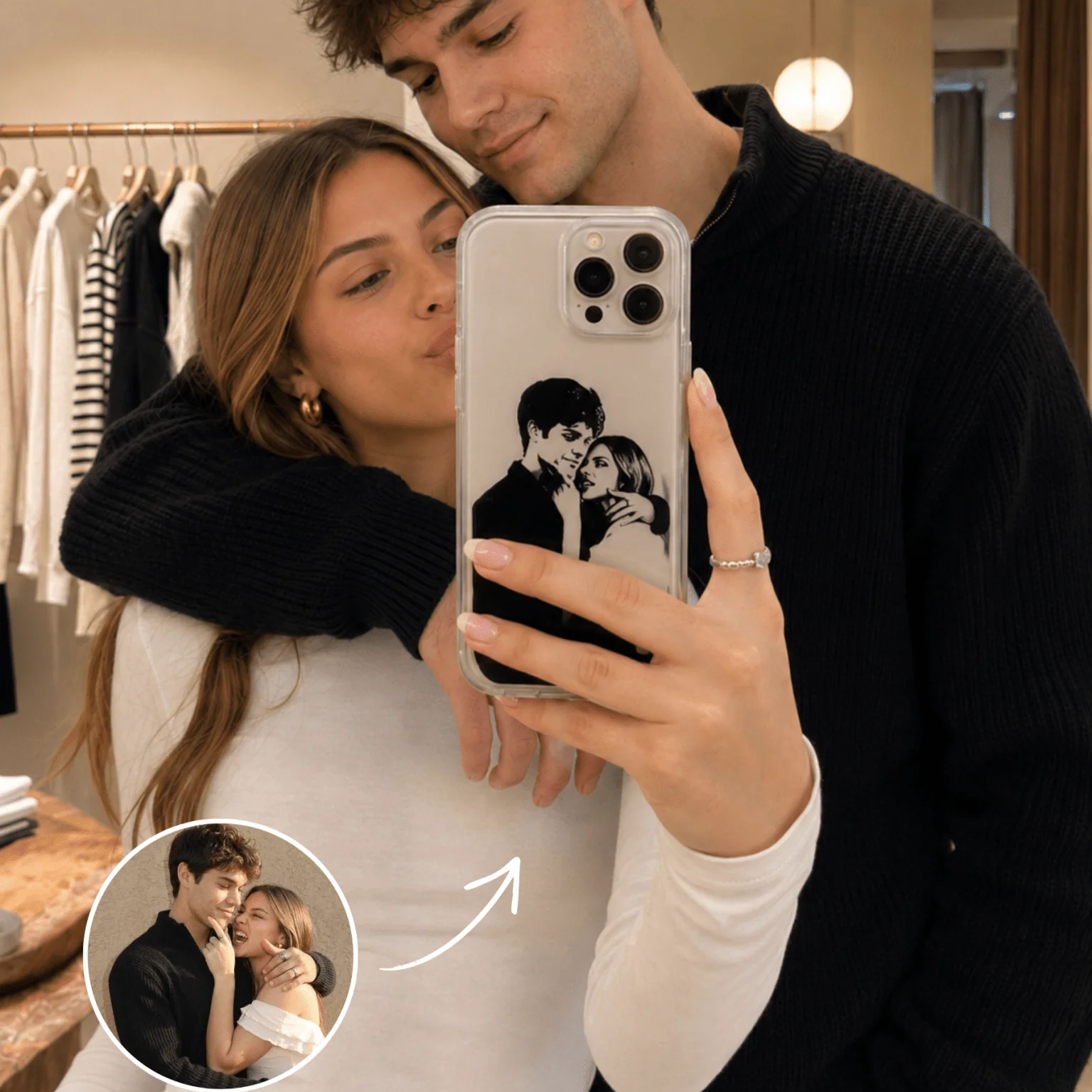 Custom Couple Photo Phone Case – 8 Romantic Designs, Personalized Boyfriend Girlfriend Gift, Fits All Smartphone Models