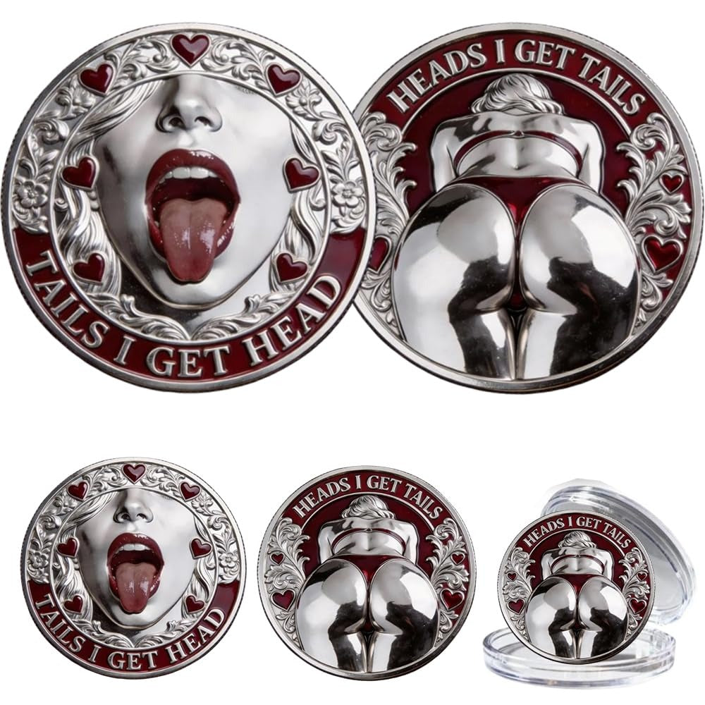 The Lucky Desire Commemorative Coin – Double-Sided Humor Token for Adult Parties & Date Night (Heads I Get Tail / Tails I Get Head)