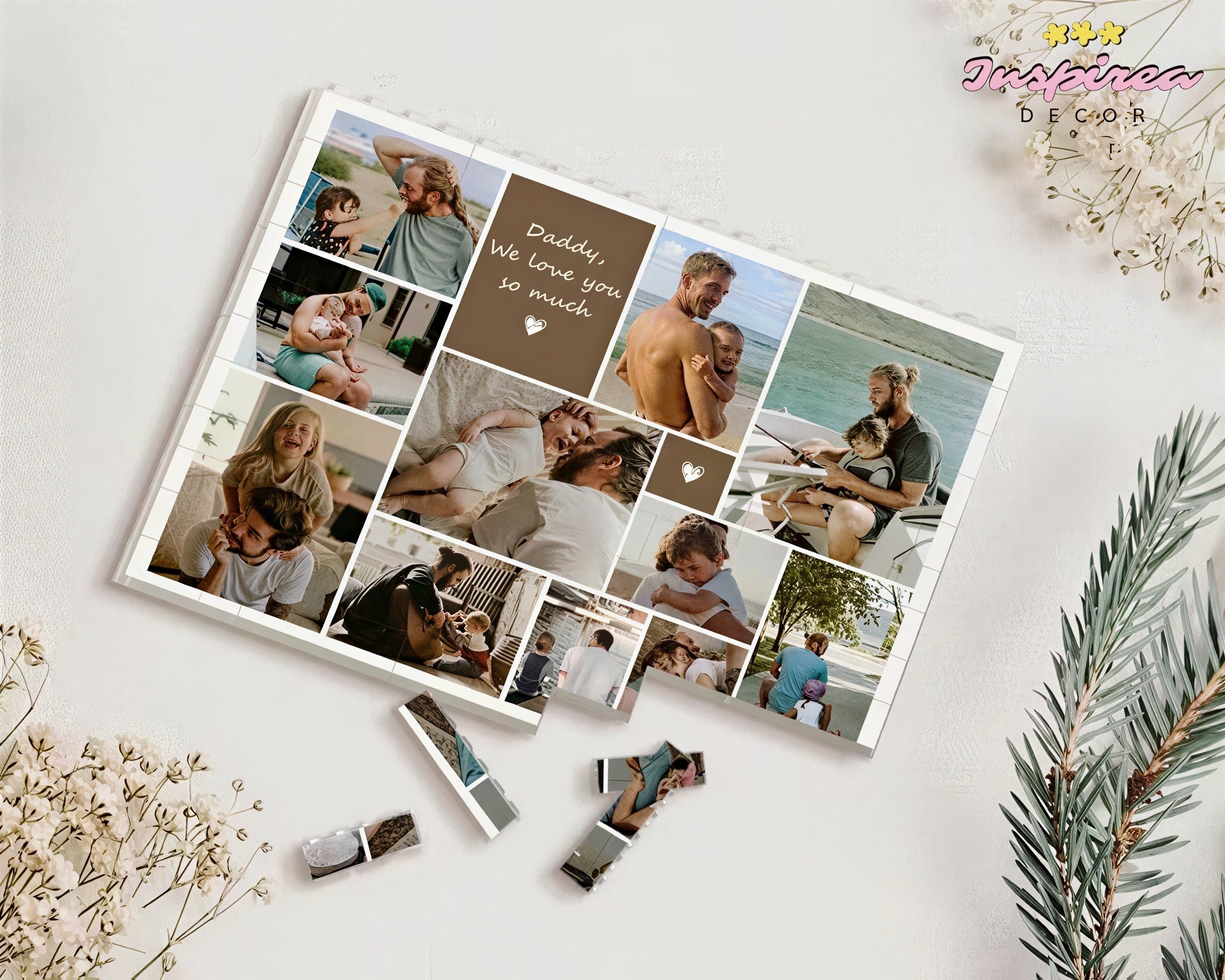 Custom Photo Collage Dad And Kids Building Blocks, Gift for Dad, Best Dad Gift, Fathers Day Picture Collage