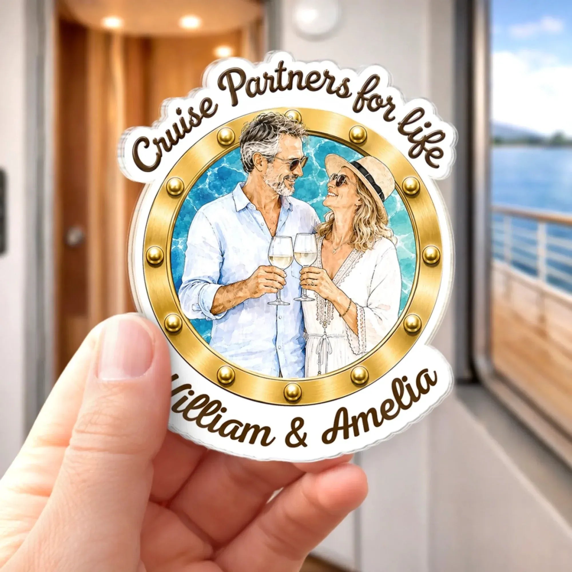Custom Photo Cruise Ship Door Magnet – Personalized Cabin Sign for Couples, Romantic Travel Gift for Husband & Wife, Cruise Lovers Décor