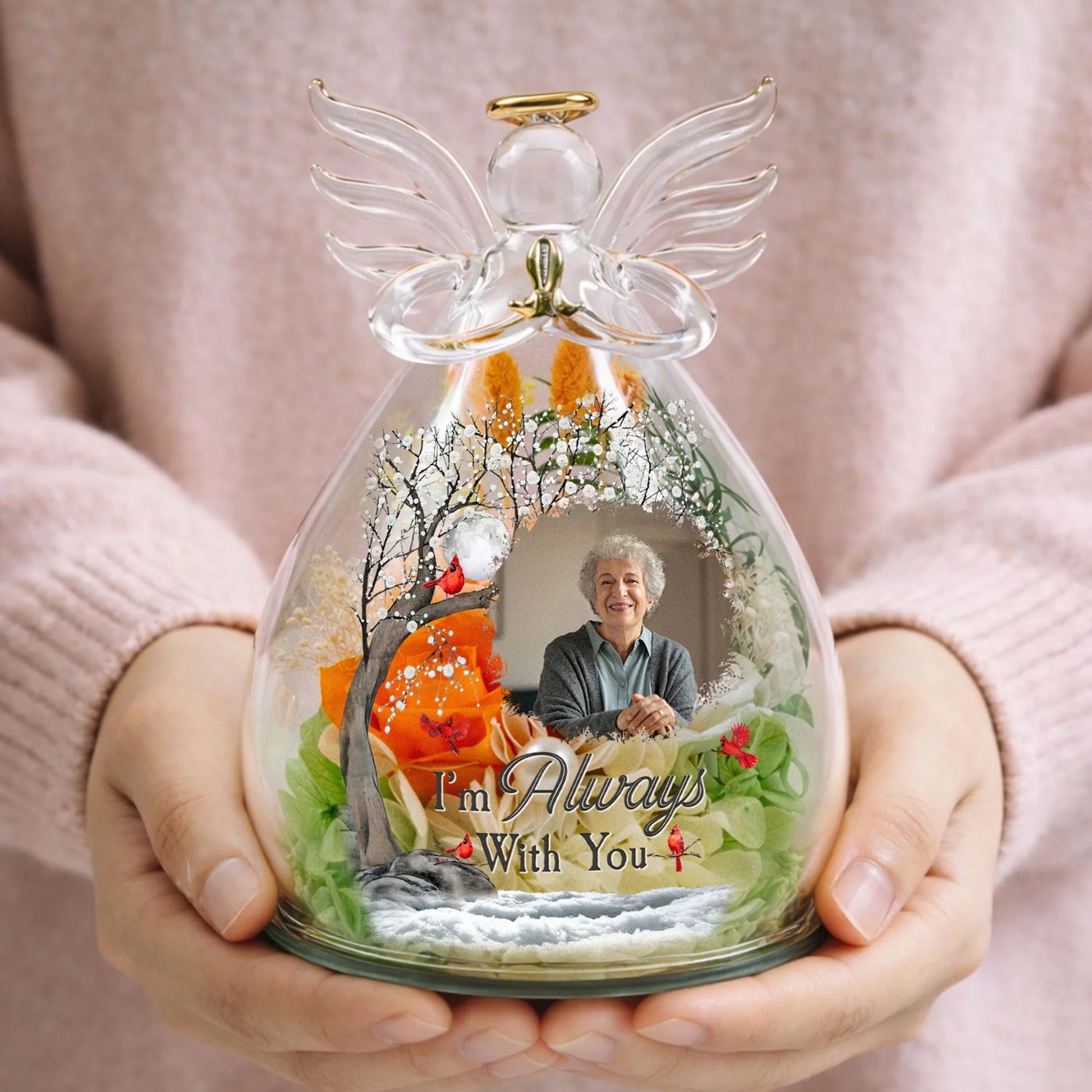 I'm Always With You Personalized Angel Figurine for Mom - Custom Flower & Message Mother's Day Gift