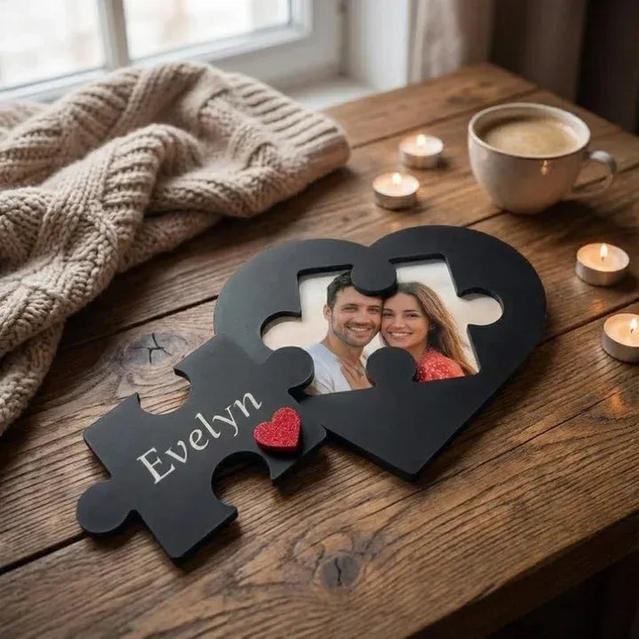 Personalized Puzzle Heart Name Sign — Custom Wooden Keepsake & Gift
