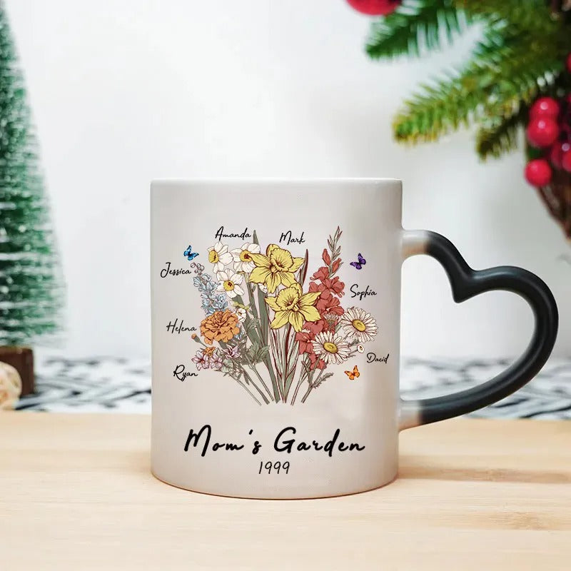 Custom Butterfly Birth Flower Family Bouquet Custom mug