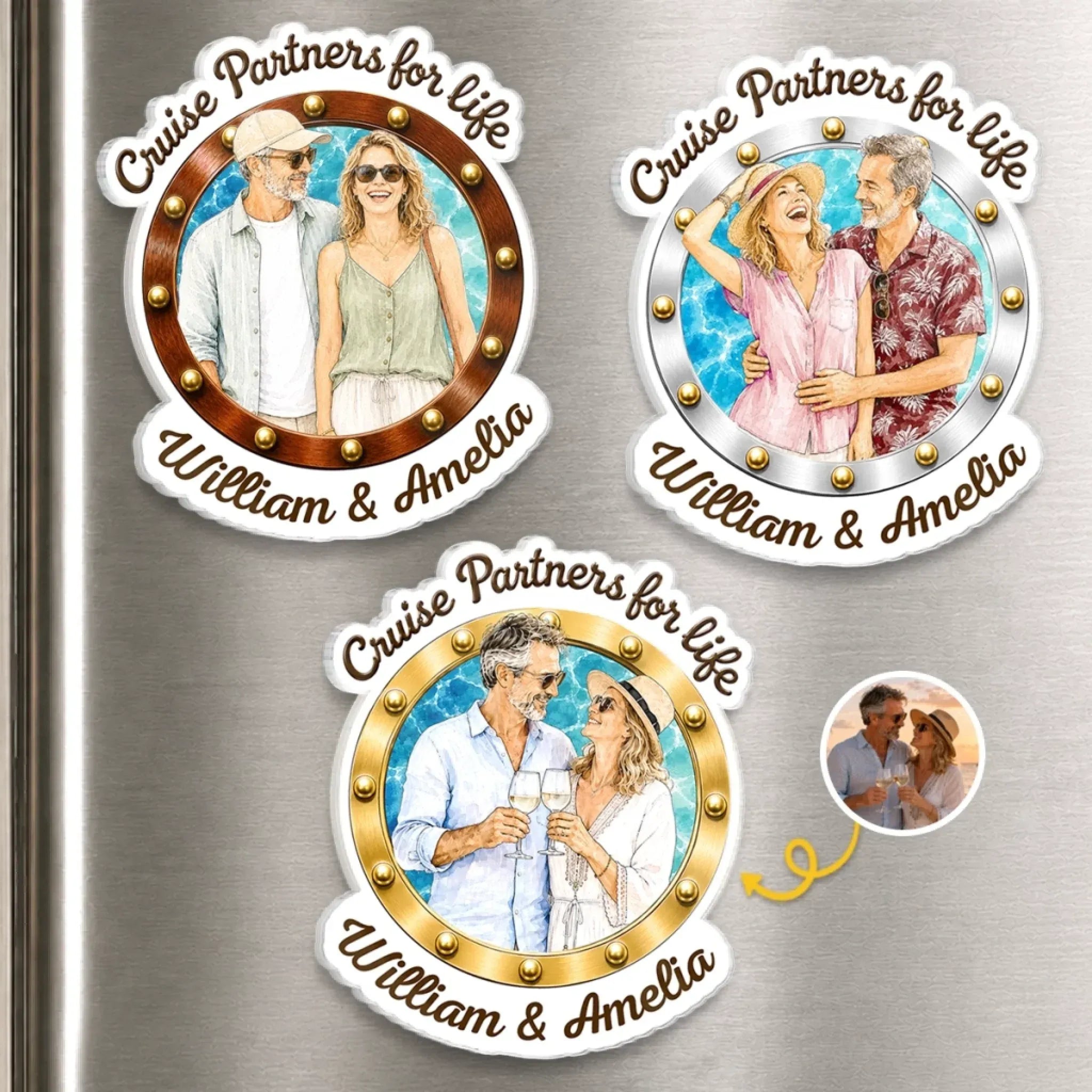 Custom Photo Cruise Ship Door Magnet – Personalized Cabin Sign for Couples, Romantic Travel Gift for Husband & Wife, Cruise Lovers Décor