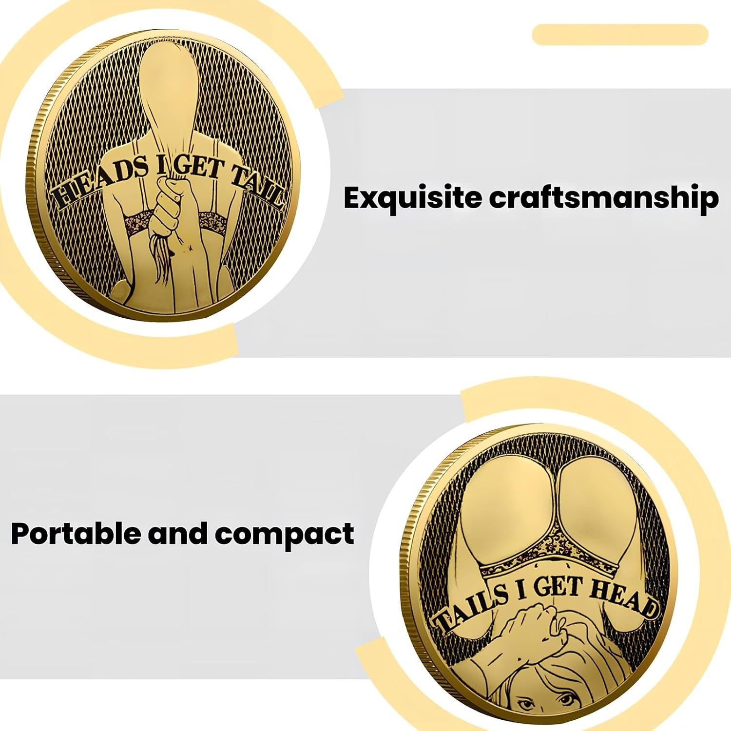 Funny Date Night Coins – Double-Sided Gold & Silver Challenge Coins for Couples, Adult Party Games, Naughty Gifts for Him & Her, Party Favours