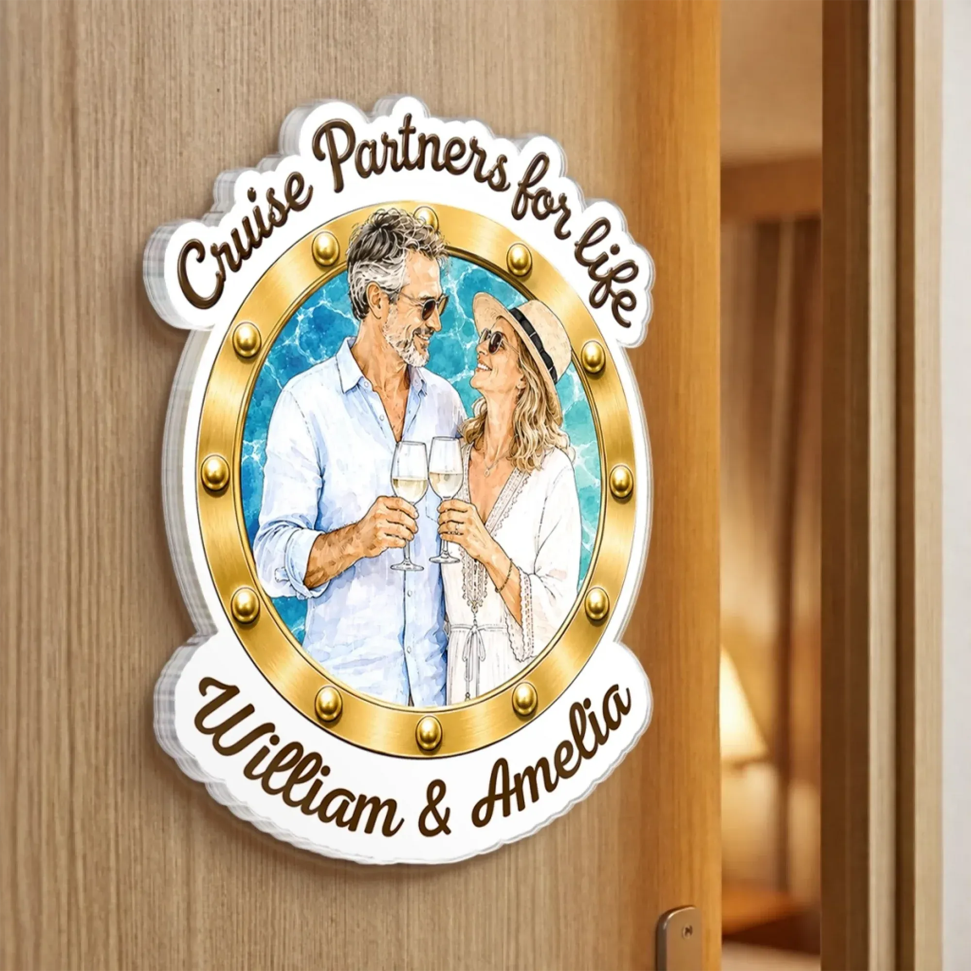 Custom Photo Cruise Ship Door Magnet – Personalized Cabin Sign for Couples, Romantic Travel Gift for Husband & Wife, Cruise Lovers Décor