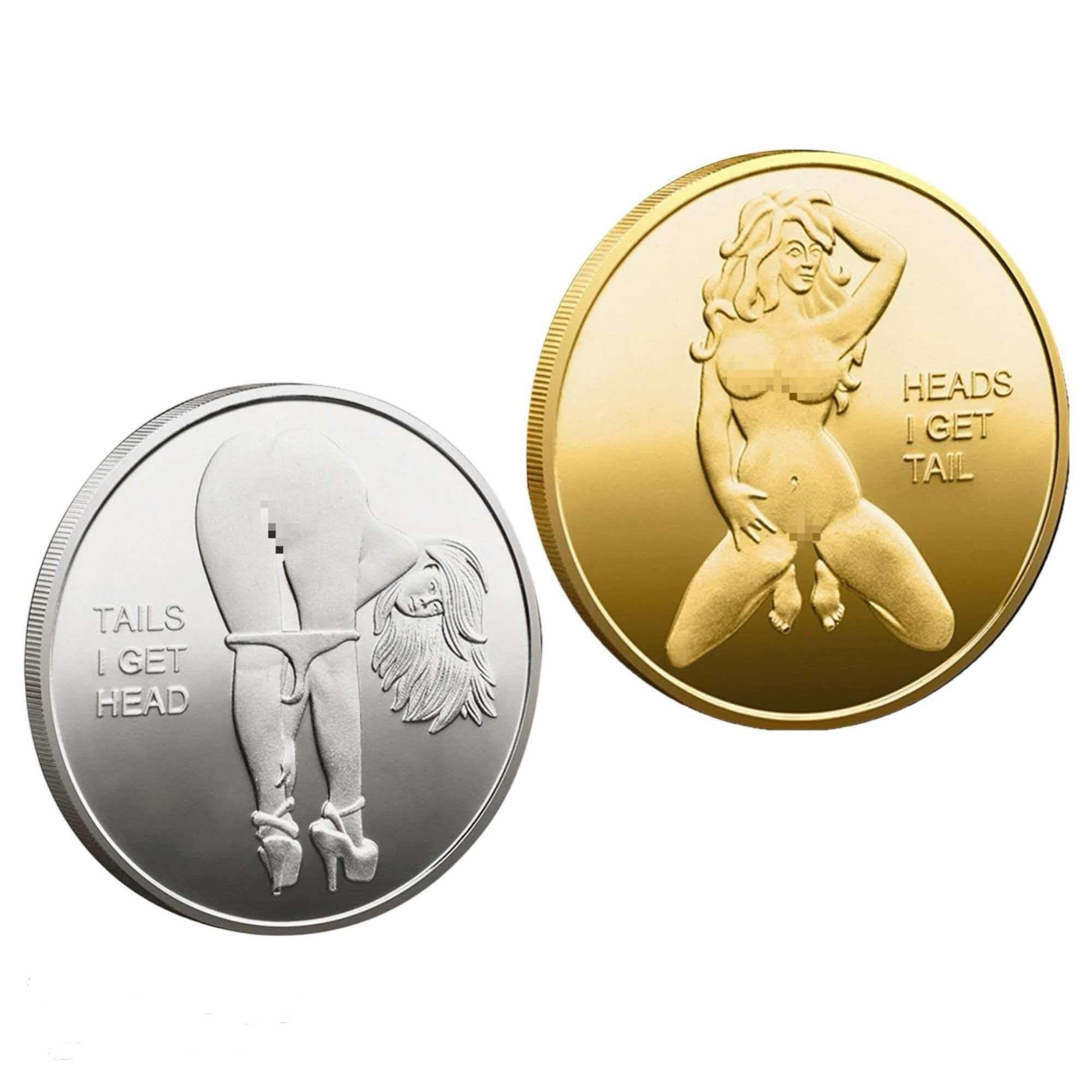Double-Sided Heads or Tails Coin – Fun Decision-Making Token, Romantic Gift for Couples, Prank Prop for Valentine's Day & Parties (Gold Silver)