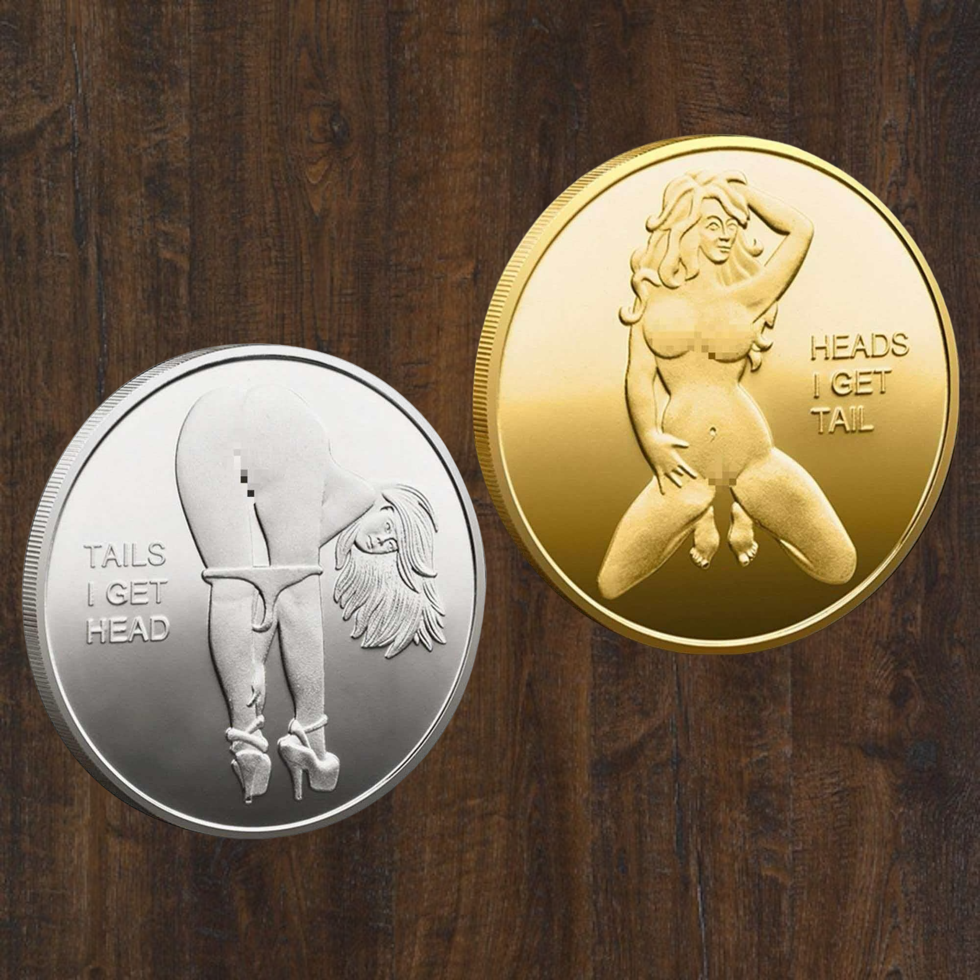 Double-Sided Heads or Tails Coin – Fun Decision-Making Token, Romantic Gift for Couples, Prank Prop for Valentine's Day & Parties (Gold Silver)