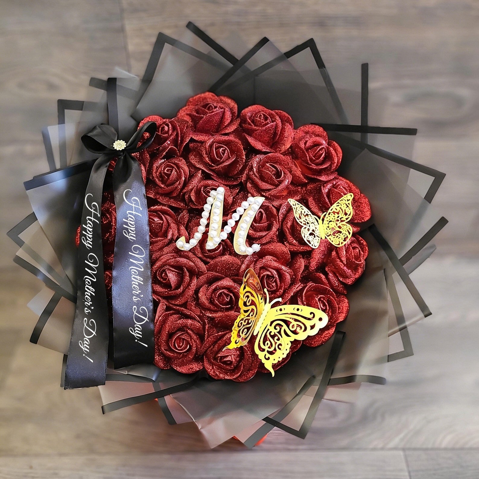 Custom Mother's Day Glitter Rose Bouquet Mother's Day Gift of Mom or Grandma
