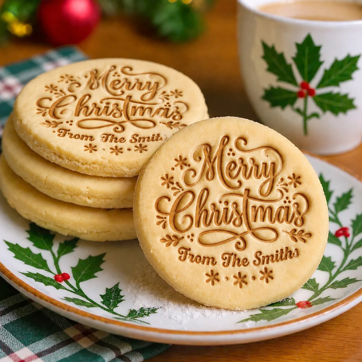 Personalized From The Family Name Christmas Cookie Stamp — Custom Merry Christmas Baking Stamp