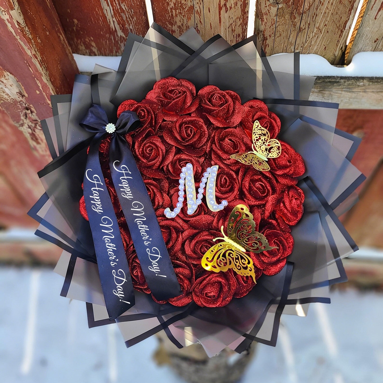 Custom Mother's Day Glitter Rose Bouquet Mother's Day Gift of Mom or Grandma