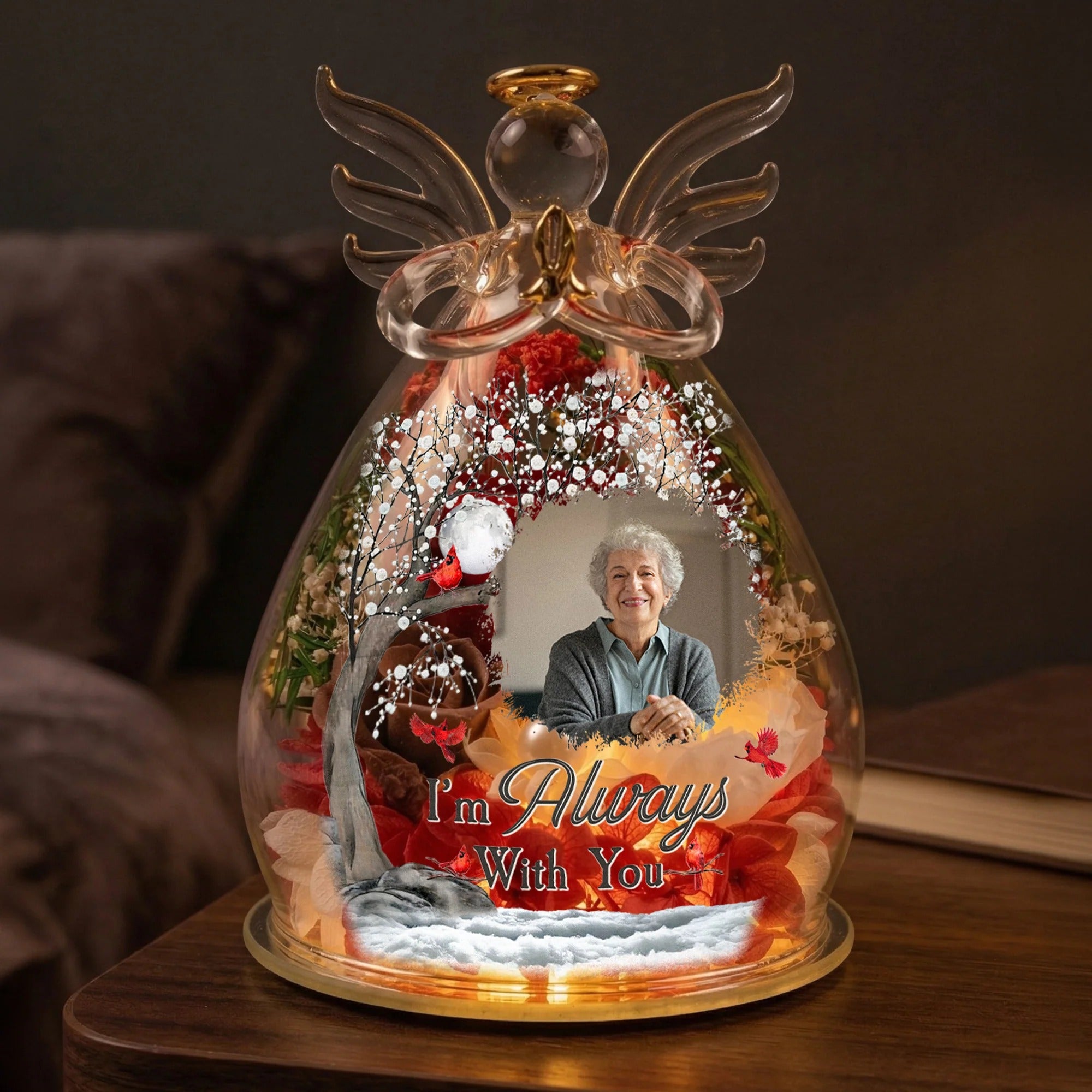 I'm Always With You Personalized Angel Figurine for Mom - Custom Flower & Message Mother's Day Gift