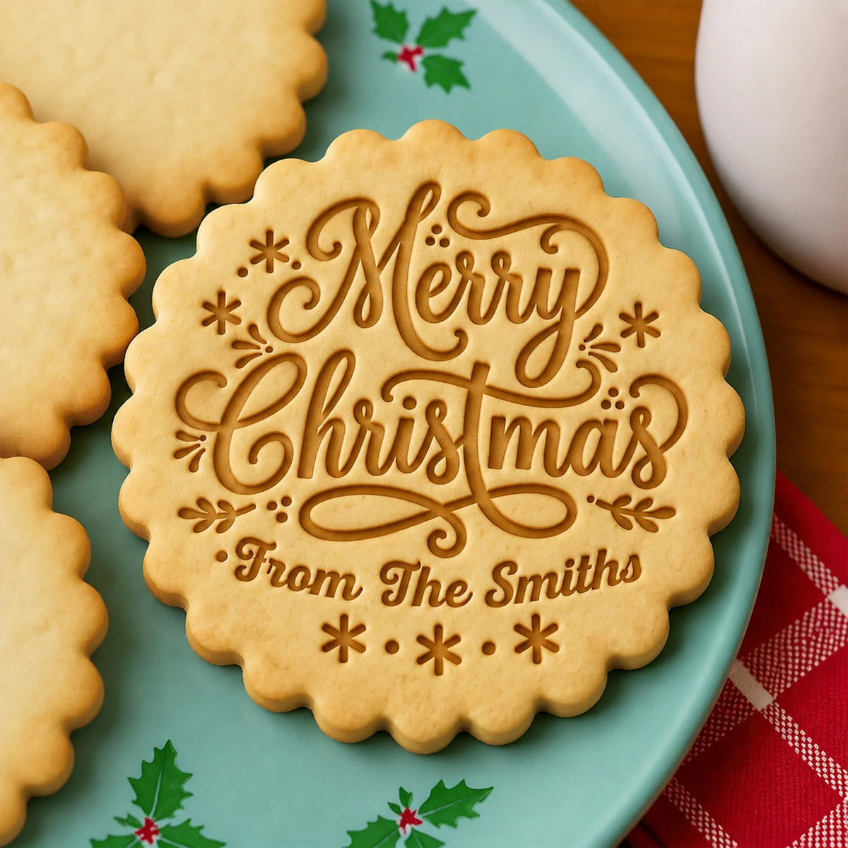 Personalized From The Family Name Christmas Cookie Stamp — Custom Merry Christmas Baking Stamp