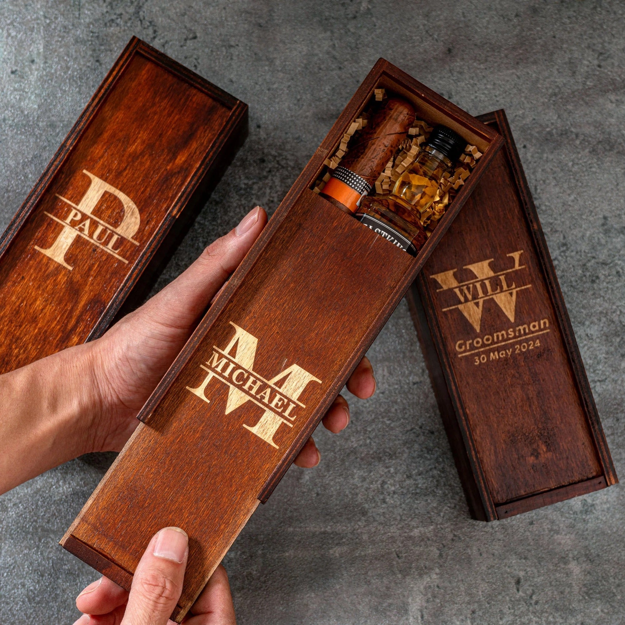 Personalized Groomsmen Gifts Wooden Box | Custom Engraved Box for Best Man & Wedding
