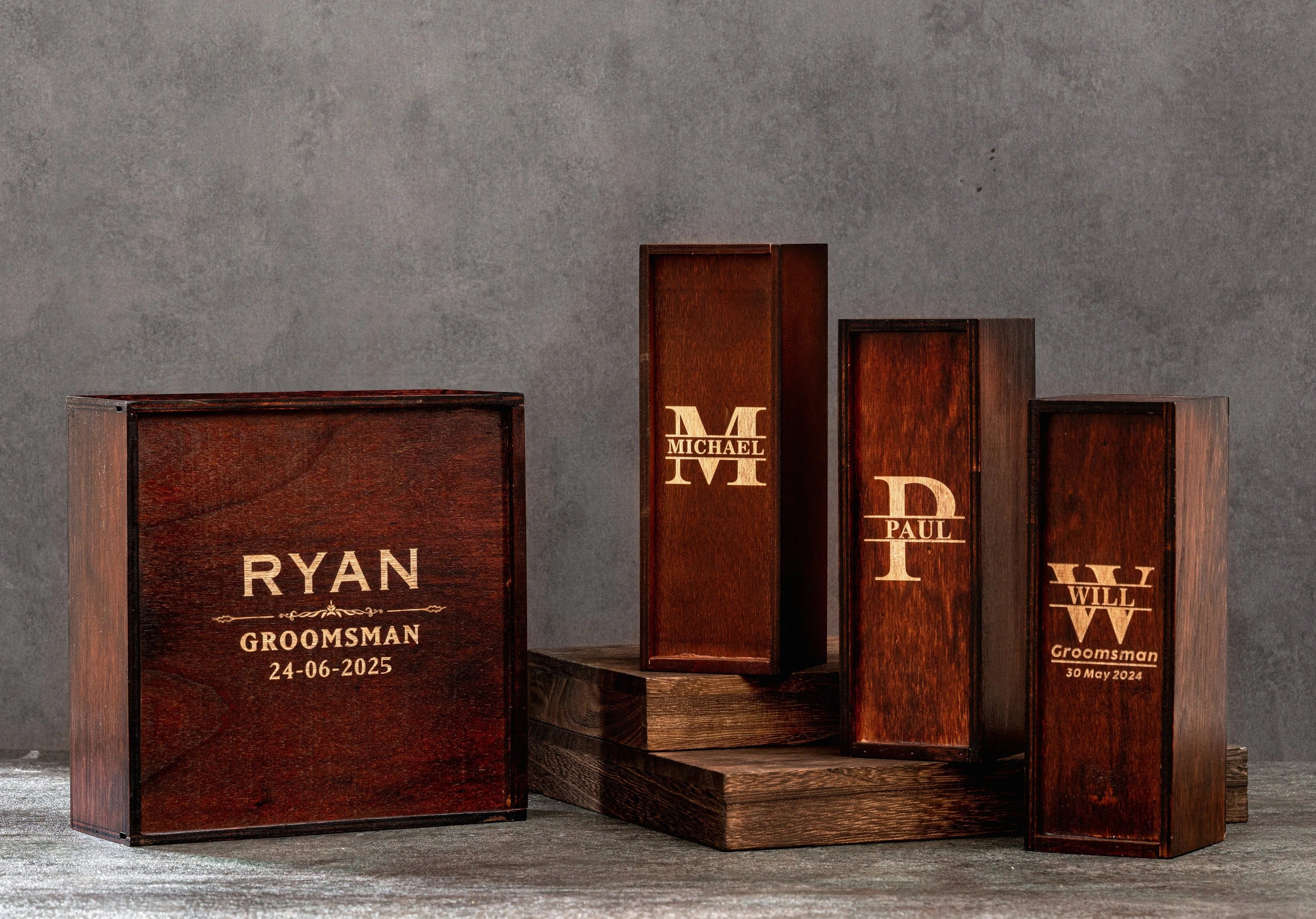 Personalized Groomsmen Gifts Wooden Box | Custom Engraved Box for Best Man & Wedding