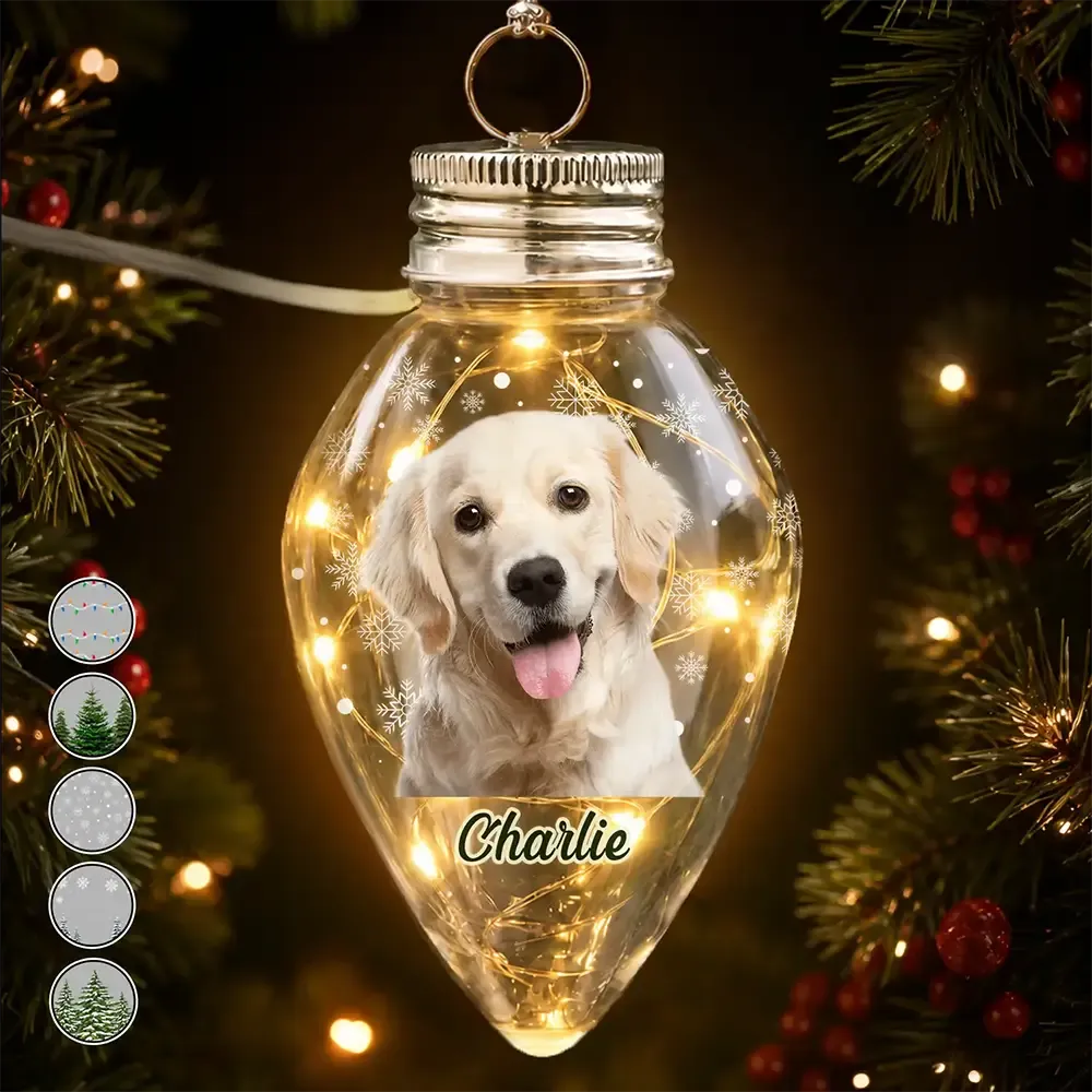 Personalized Family Photo Christmas Bulb LED Light — Custom Holiday Gift for Family, Kids & Pet Lovers