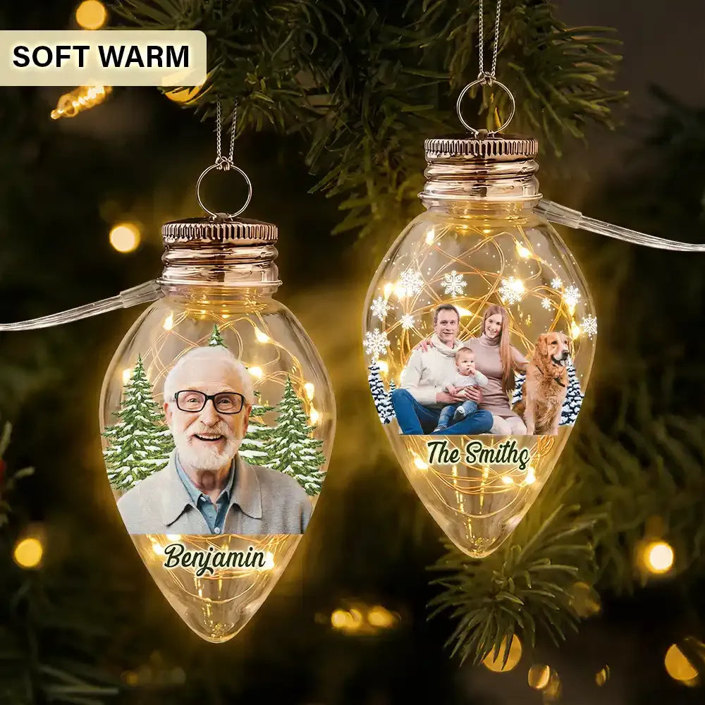 Personalized Family Photo Christmas Bulb LED Light — Custom Holiday Gift for Family, Kids & Pet Lovers