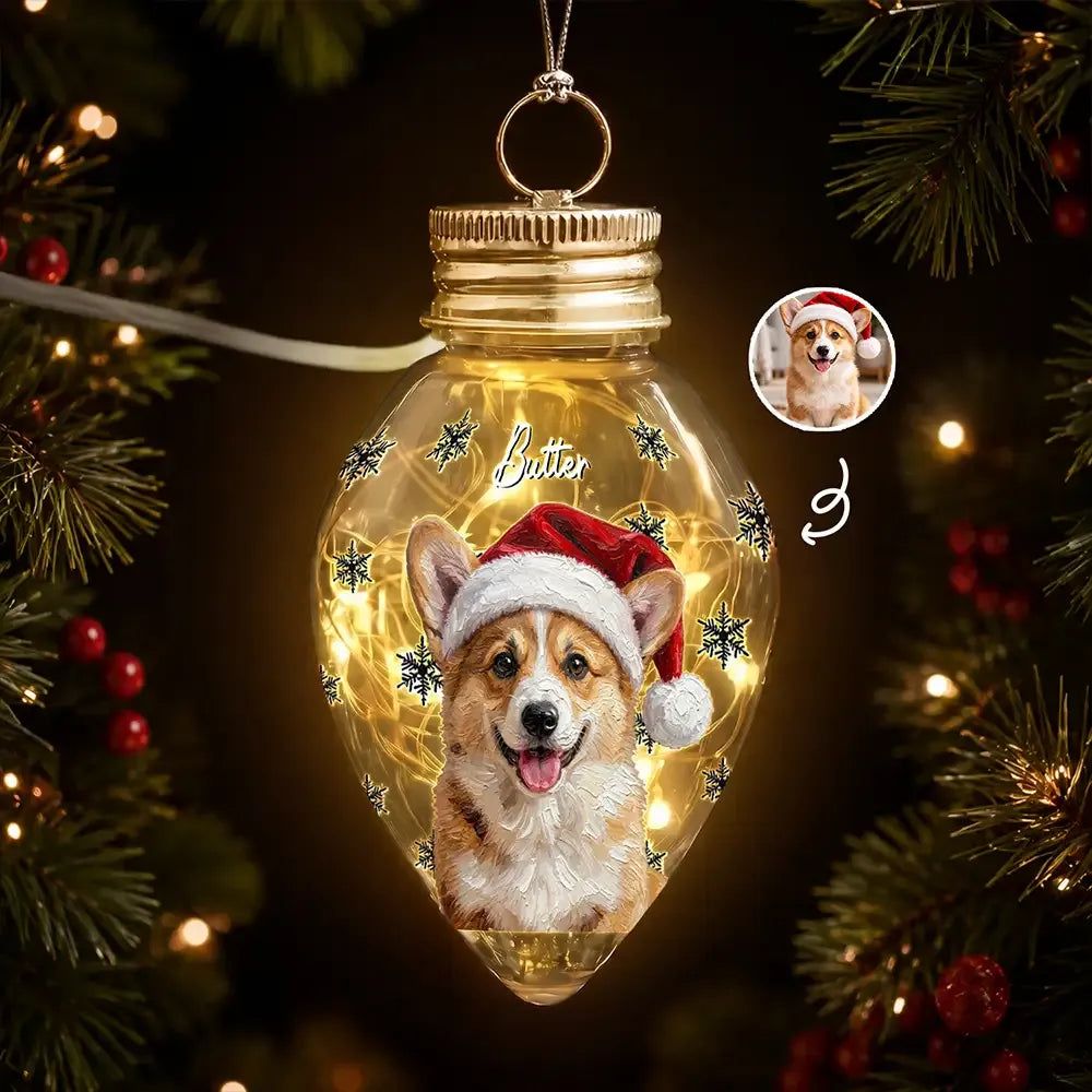 Personalized Family Photo Christmas Bulb LED Light — Custom Holiday Gift for Family, Kids & Pet Lovers