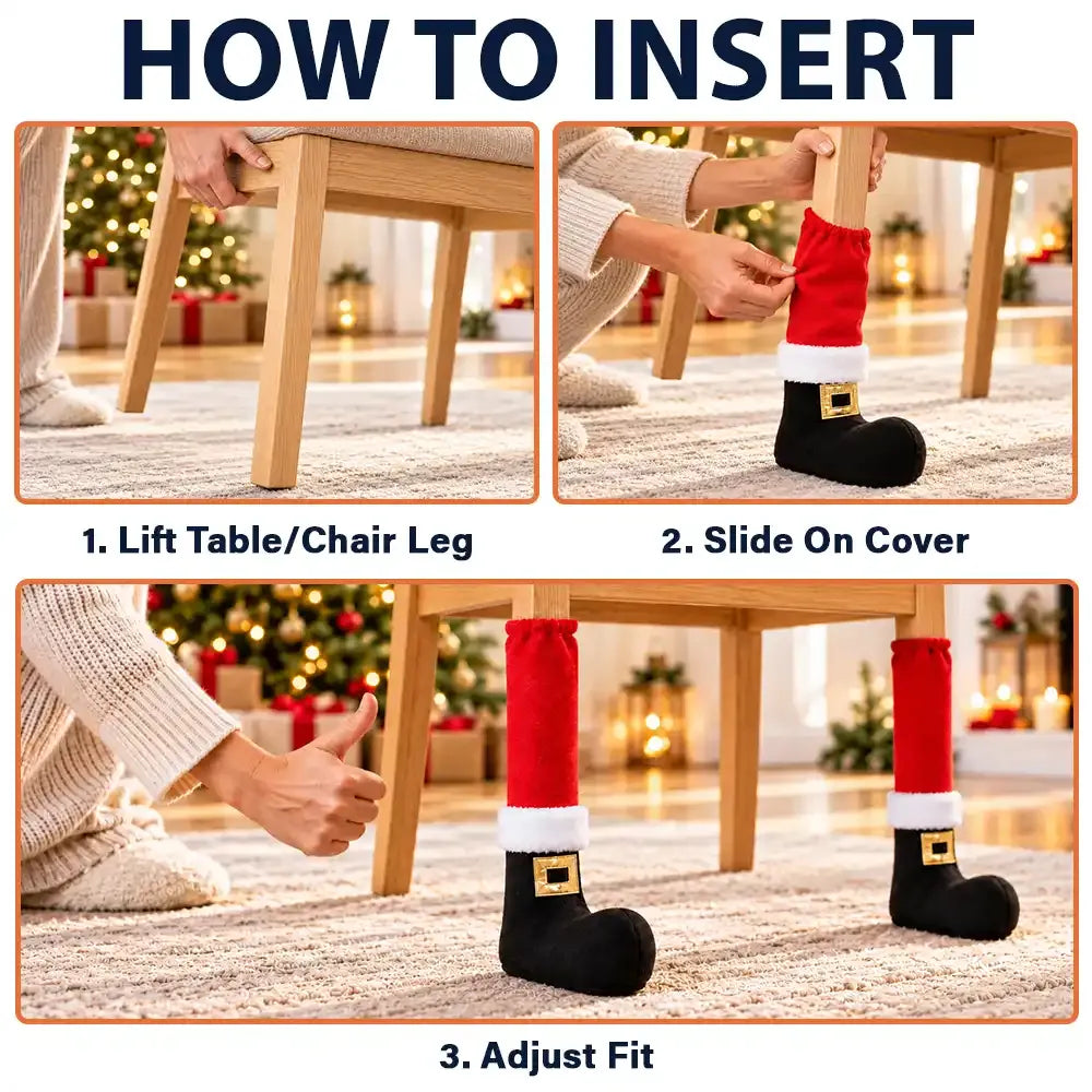 Personalized Santa Boot Furniture Leg Cover — Custom Family Name Christmas Home Decor