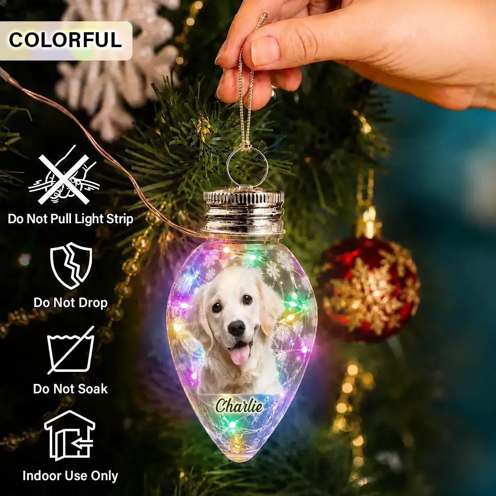 Personalized Family Photo Christmas Bulb LED Light — Custom Holiday Gift for Family, Kids & Pet Lovers