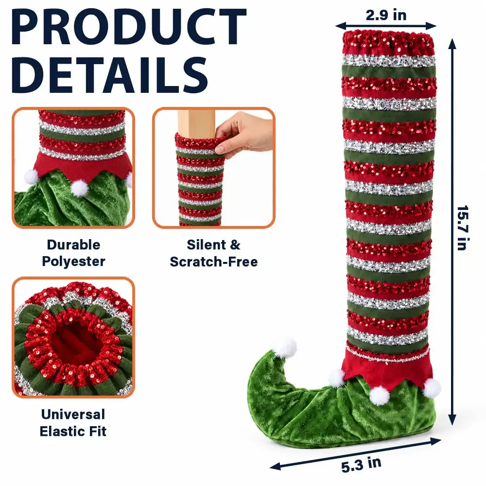 Christmas Boot Furniture Leg Covers — Santa, Reindeer & Elf Designs for Holiday Dining Room Decor