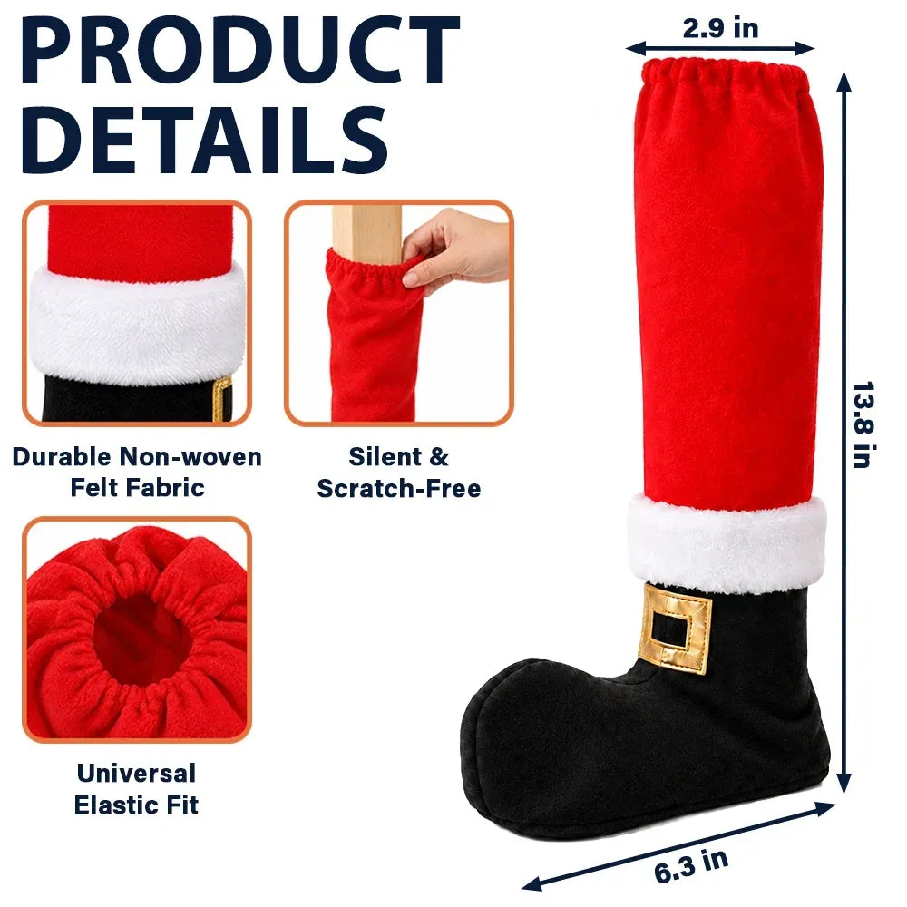 Christmas Boot Furniture Leg Covers — Santa, Reindeer & Elf Designs for Holiday Dining Room Decor