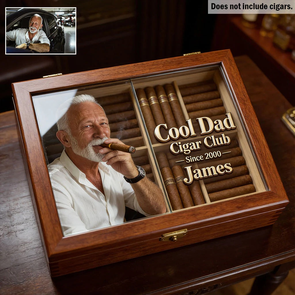 Cool Dad Personalized Wooden Box | Custom Engraved Solid Wood Gift for Father's Day