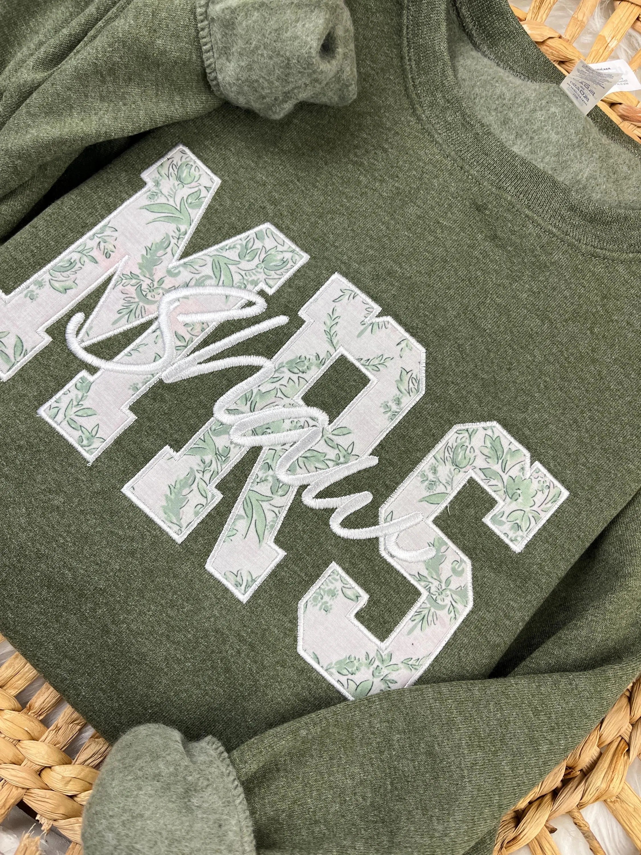 Custom MRS Applique Sweatshirt or Tee – Embroidered with Bride’s Last Name – Personalized Bridal Gift for Weddings, Engagement & Honeymoon