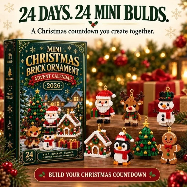 24-Day Advent Calendar with Mini Christmas Brick Ornaments — Holiday Building Block Countdown for Kids & Adults