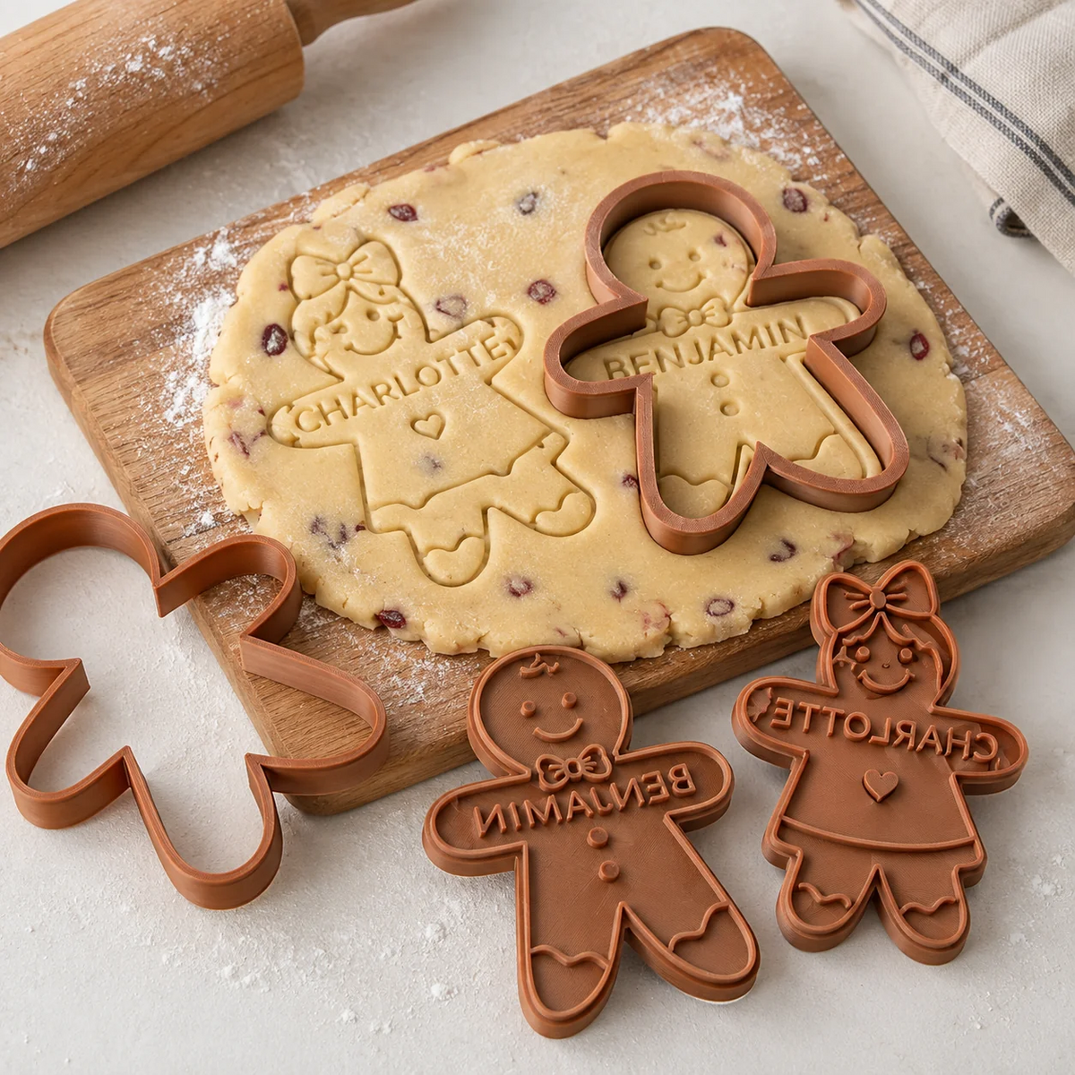 Personalized Gingerbread Cookie Stamp — Custom Family Name Holiday Baking Gift
