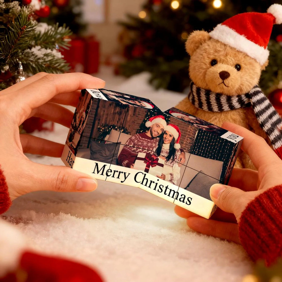 Custom Photo Magic Cube — Personalized Picture Puzzle with Text, Memory Keepsake, Christmas Gift for Him or Her