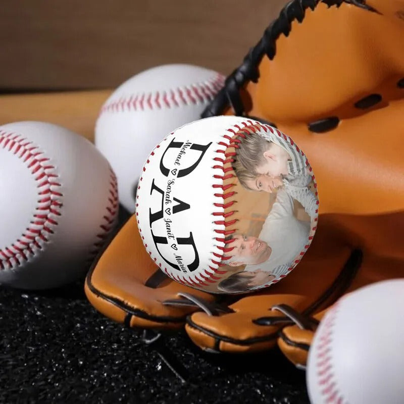Custom Baseball with Name and Photo - Personalized Gift for Dad, Engraved Photo Baseball for Father's Day