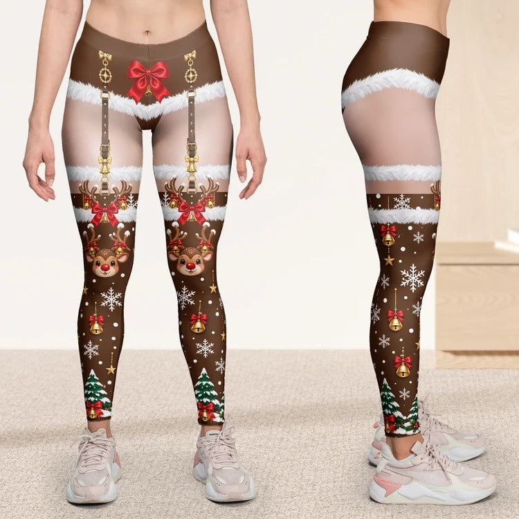 Funny Santa Nice List Pants — Personalized Christmas Leggings with Holiday Characters, Cute Gag Gift