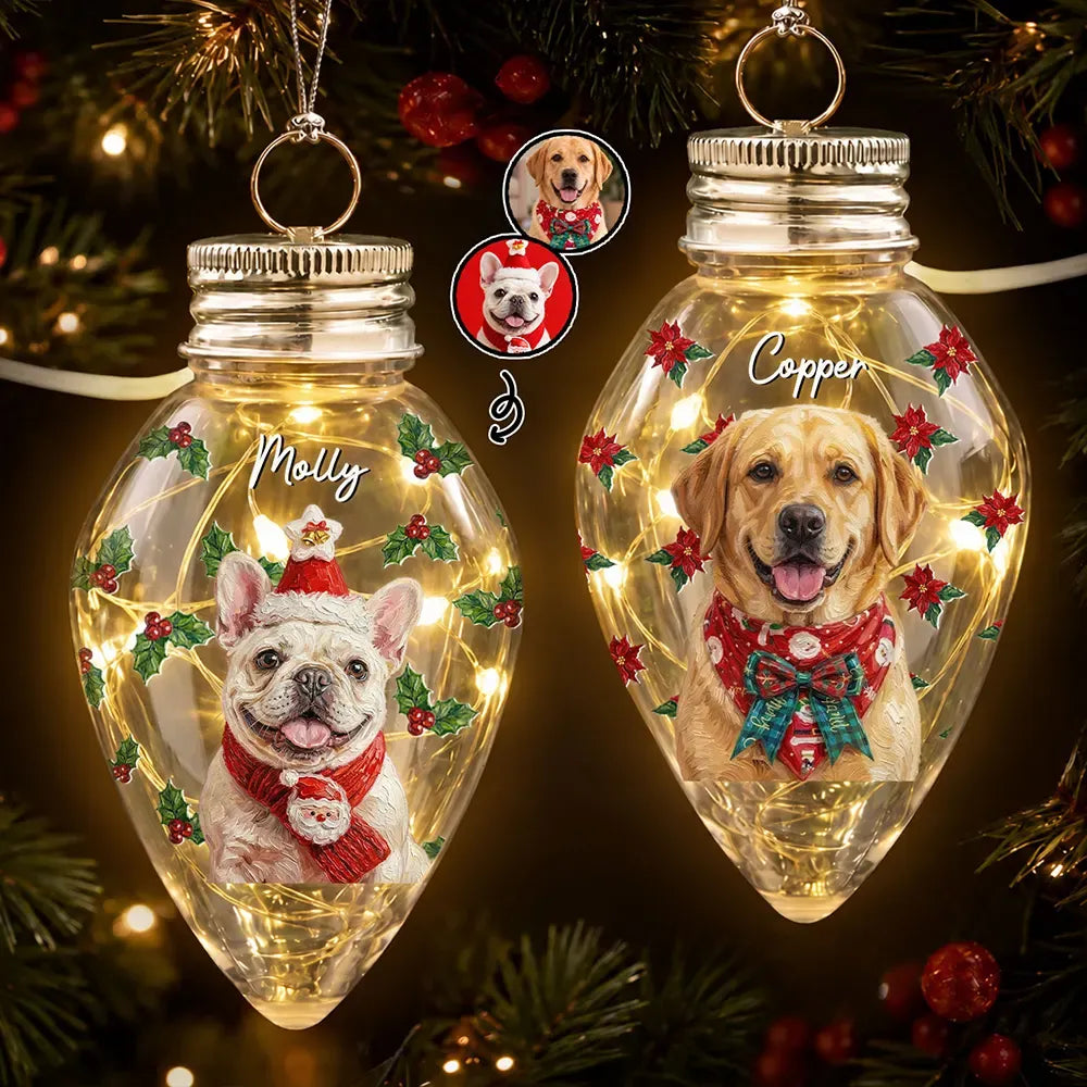 Personalized Family Photo Christmas Bulb LED Light — Custom Holiday Gift for Family, Kids & Pet Lovers