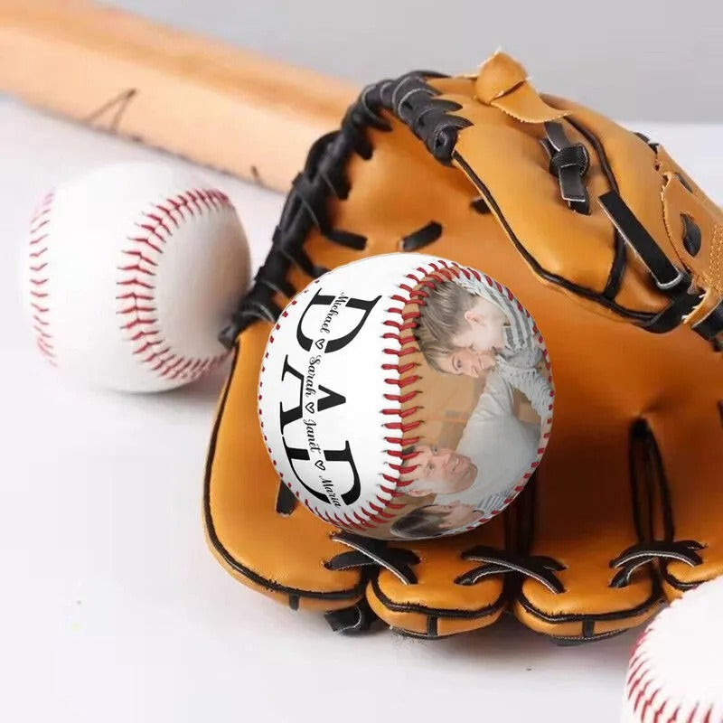 Custom Baseball with Name and Photo - Personalized Gift for Dad, Engraved Photo Baseball for Father's Day
