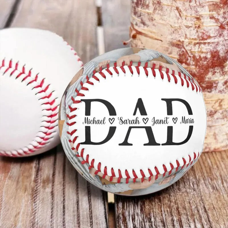 Custom Baseball with Name and Photo - Personalized Gift for Dad, Engraved Photo Baseball for Father's Day