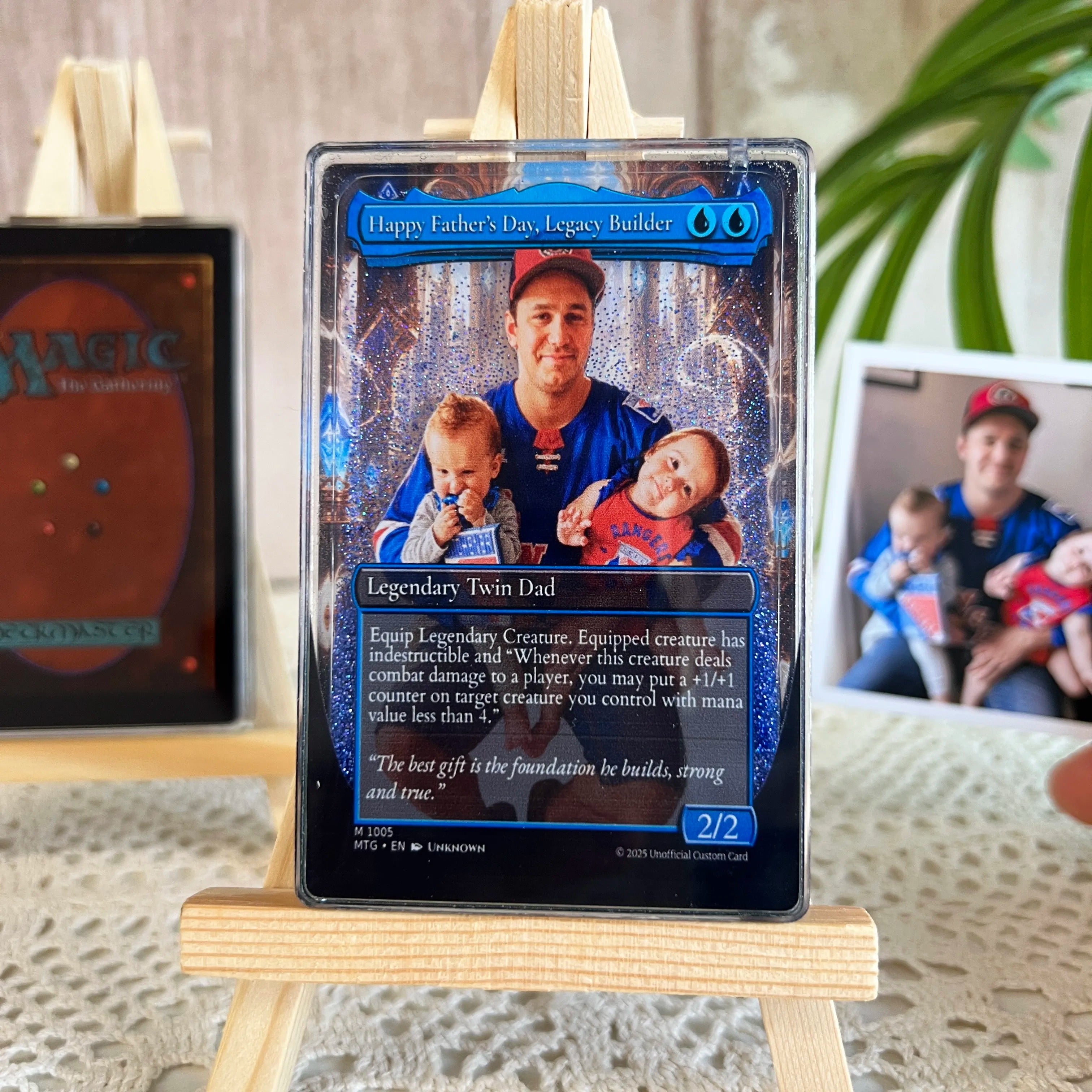 Custom "Best Dad Ever" 3D Flowing Glitter Trainer Card - Personalized Father's Day Gift