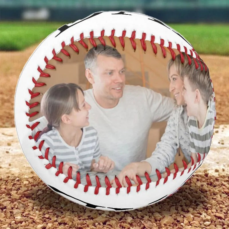 Custom Baseball with Name and Photo - Personalized Gift for Dad, Engraved Photo Baseball for Father's Day