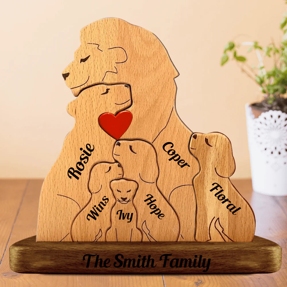 Personalized Lion Family Wooden Puzzle – A Customizable Heirloom for Your Pride Mother‘s Day Gift