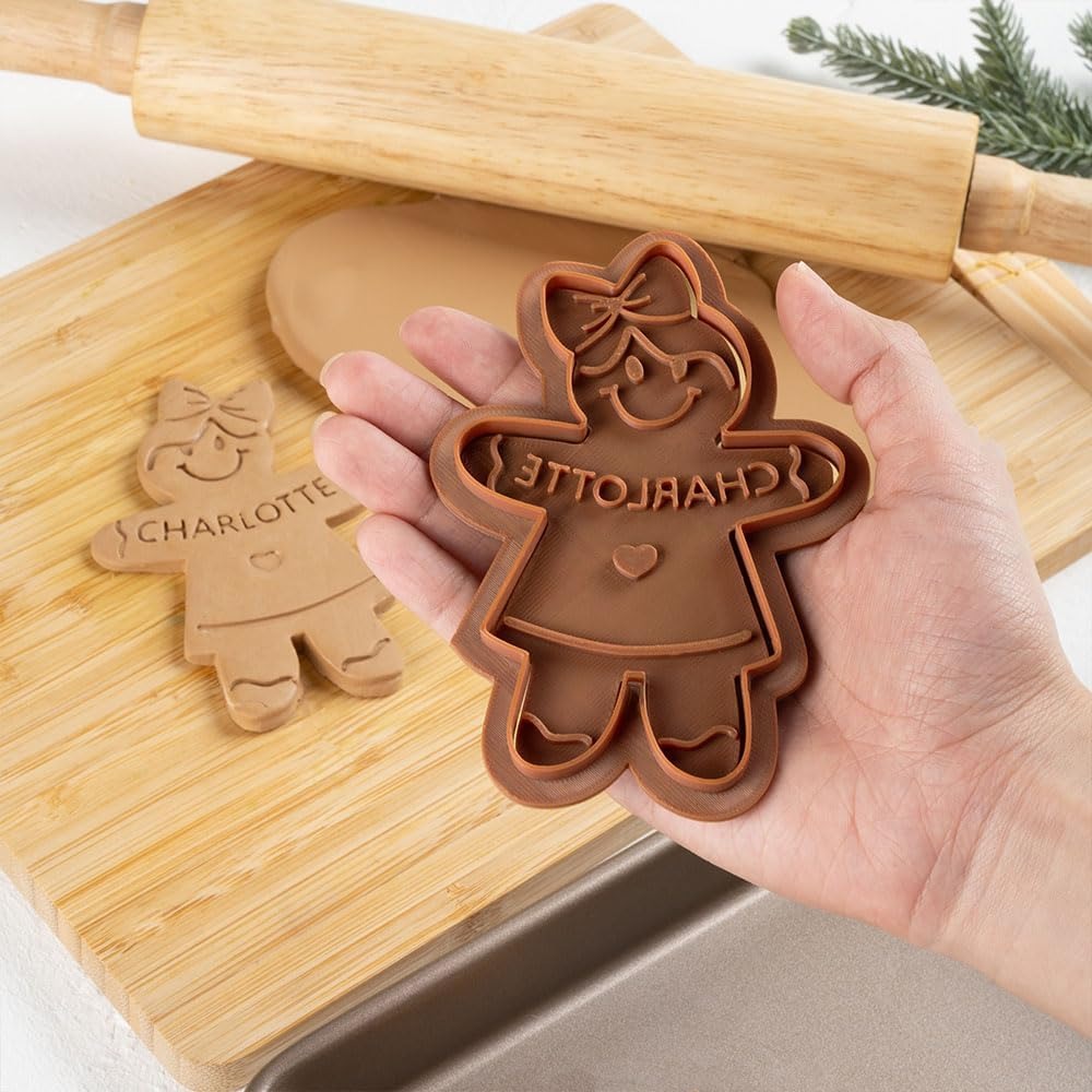 Personalized Gingerbread Cookie Stamp — Custom Family Name Holiday Baking Gift