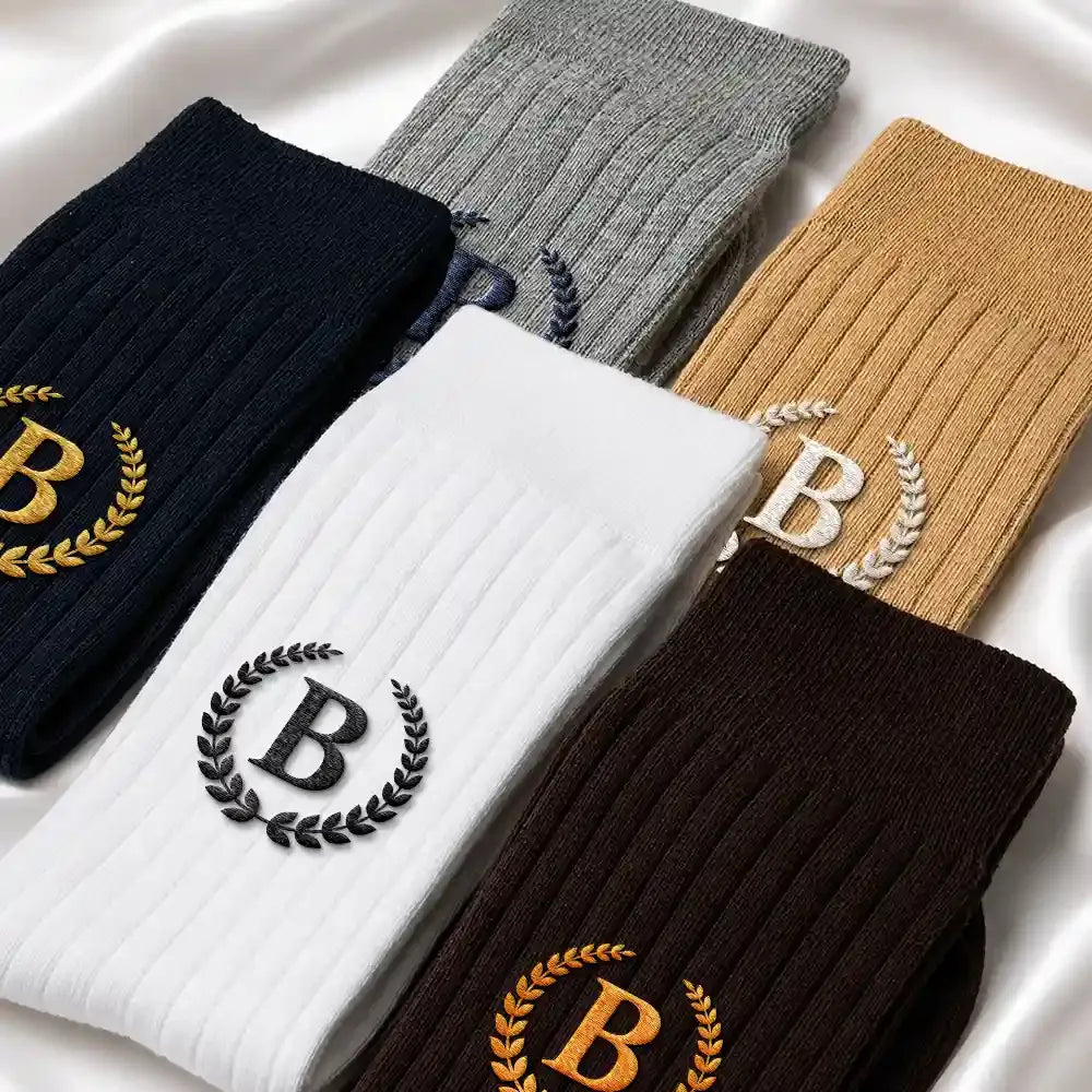 Monogram Initial Name - Personalized Embroidered Socks
