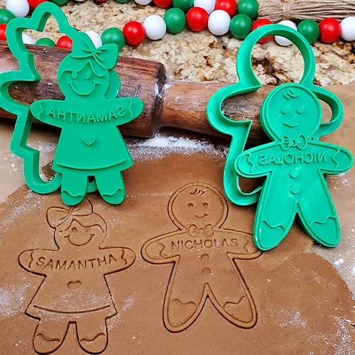 Personalized Gingerbread Cookie Stamp — Custom Family Name Holiday Baking Gift
